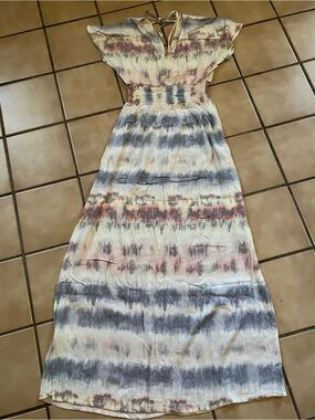 Tie-Dye Strapless Maxi Dress in Muted Neutrals